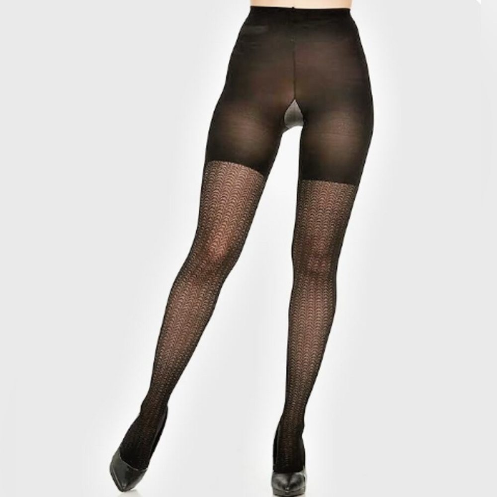 Spanx Assets by Sara Blakely Shaping Textured Tights Wishbone Black Size 3